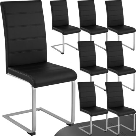 Lot de 8 chaises rembourrés en cuir synthétique ergonomique noir