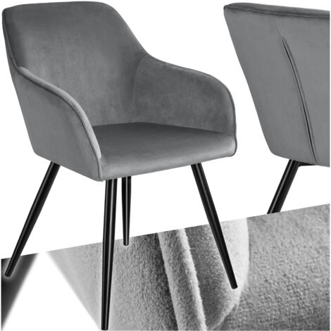 Chaise rembourrée polyuréthane style scandinave ergonomique gris/noir (1/5)