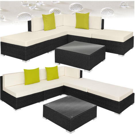 Canapé de jardin lounge en résine tressée avec cadre aluminium noir