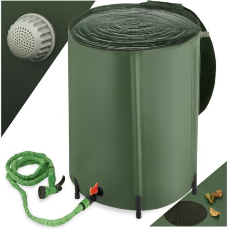 Tonneau récupérateur d'eau 250 L en polychlorure de vinyle vert