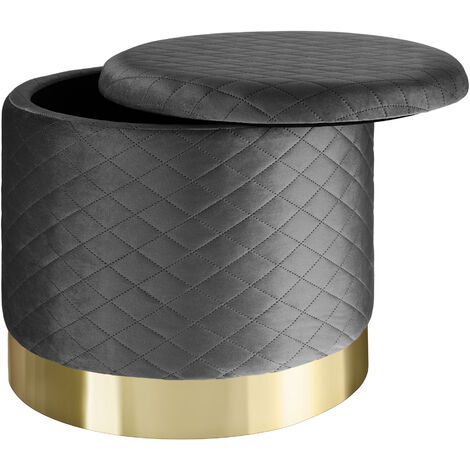 Pouf tabouret rond ø39cm, en velours avec pieds métalliques robustes, idéal  pour salon ou chambre