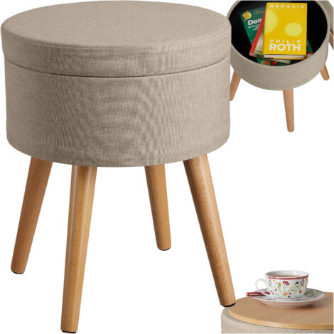 Tectake – Tabouret transformable avec coffre de rangement – Bois MDF et hêtre – Plateau en bois – Dimensions 42,5x42,5x45,5 cm – Poids max 300 kg (1/5)