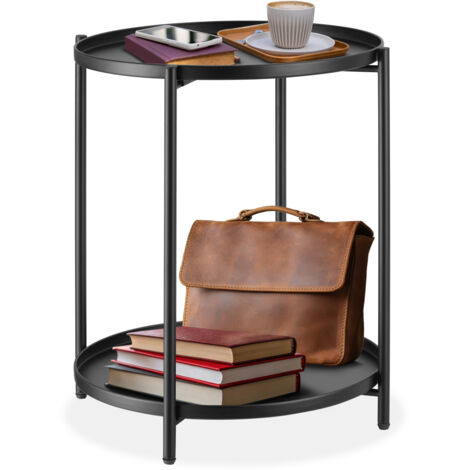 Table d'appoint ronde en acier 45,5 x 53 cm noir (1/5)