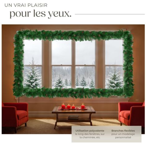 Guirlande Noël Artificielle 30 LEDs, Piles, Pommes De Pin