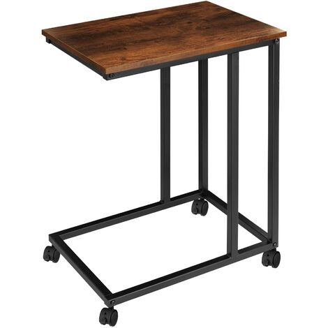 Table d'appoint 48 x 35 70 cm en panneau de fibres bois foncé (1/5)