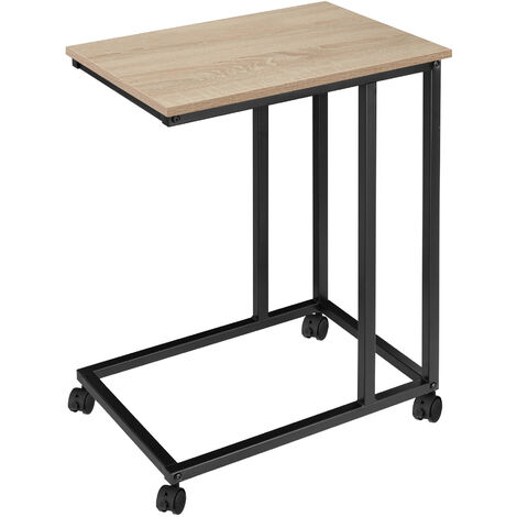 Table d'appoint 48 x 35 70 cm en panneau de fibres bois clair (1/5)