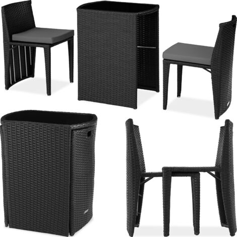 Tectake – Ensemble table et chaises de jardin 2 places – Aluminium résistant aux intempéries – Coussins hydrofuges – Design encastrable pour gain de place