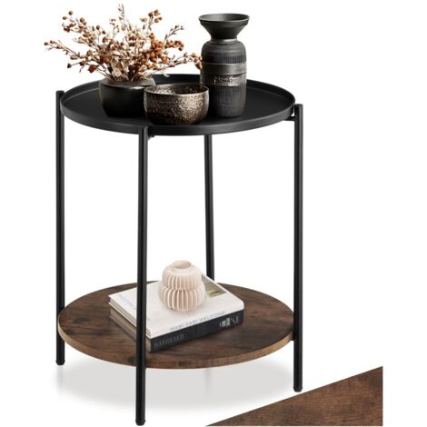 Table d'appoint 45,5 x 54,5 cm en panneau de fibres bois foncé (1/5)
