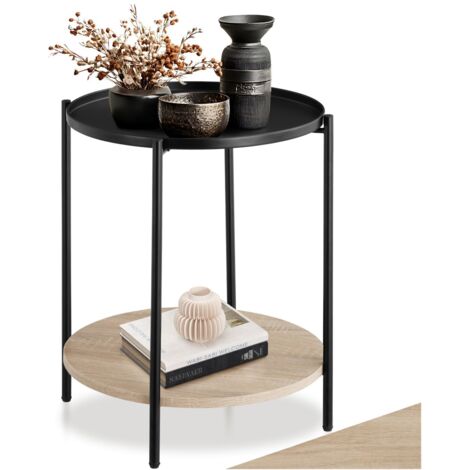 Table d'appoint 45,5 x 54,5 cm en panneau de fibres bois clair (1/5)