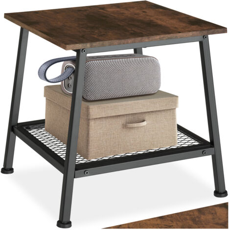 Table d'appoint 45,5 x 45 47 cm en panneau de fibres bois foncé (1/5)