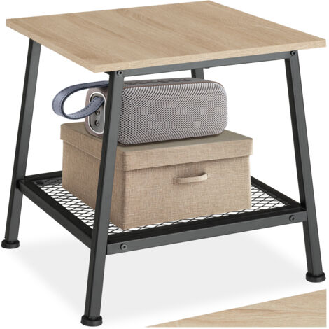 Table d'appoint 45,5 x 45 47 cm en panneau de fibres bois clair (1/5)