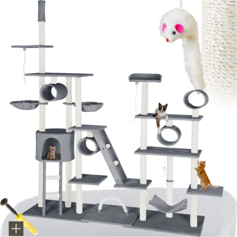 Arbre à chat griffoir escalade réglable de 234 261 cm gris