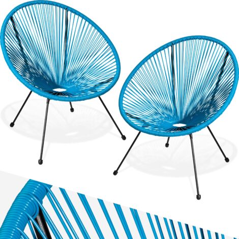 Lot de 2 chaises jardin pliantes style acapulco rétro bleu en acier (1/5)
