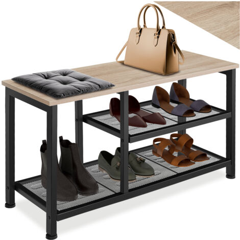 Étagère à chaussures en panneau de fibres 80 x 30 45,5 cm bois clair (1/5)