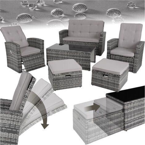 Salon en rotin Bari - gris