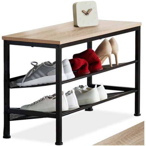 Étagère à chaussures en panneau de fibres 75,5x30,5x45,5cm bois clair (1/5)