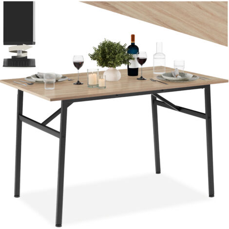 Table de salle à manger style industriel 120 x 75 76 cm bois clair