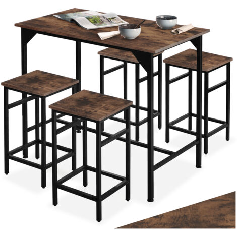 Lot table de bistrot 4 personnes en panneau fibres bois foncé