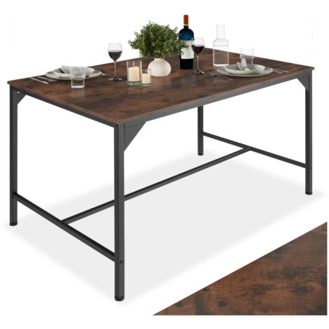 Table de salle à manger style industriel 120 x 75 cm bois foncé