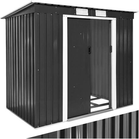 Abri de jardin métal 2,7 m² toiture monopente gris et blanc