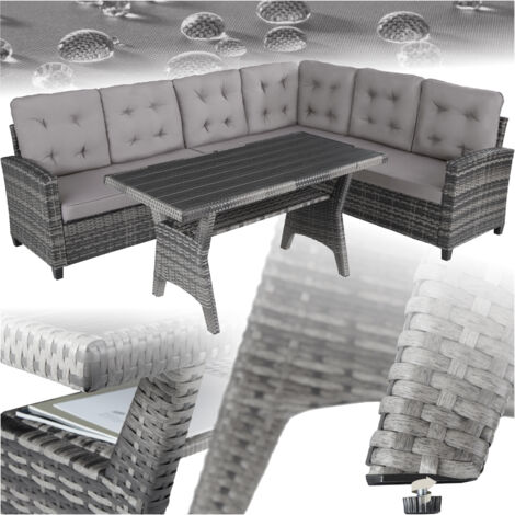 Canapé de jardin lounge 6 personnes en polyéthylène et acier gris