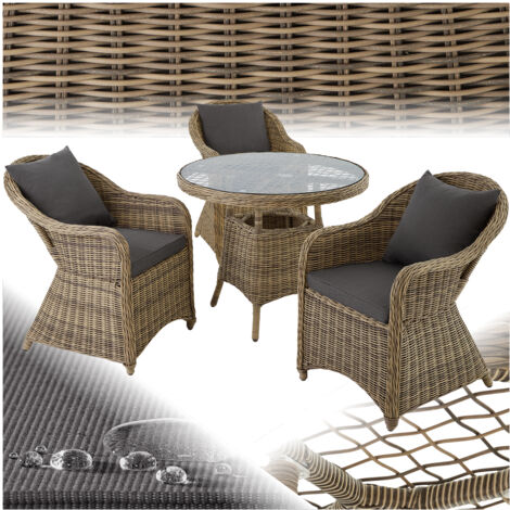 Salon de jardin anti UV en résine tressée et aluminium marron naturel (1/5)