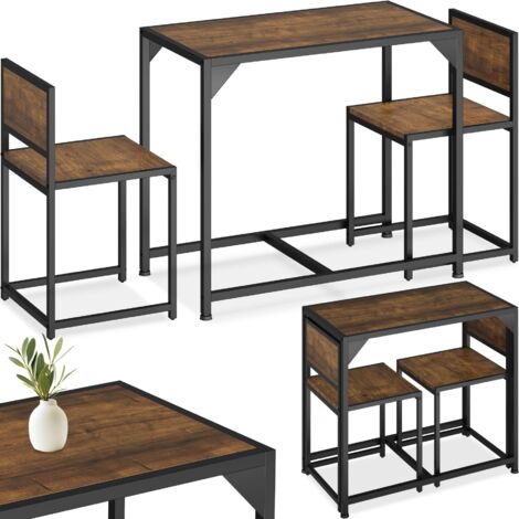 Lot chaises de salle à manger 3 pièces en panneau aggloméré bois foncé