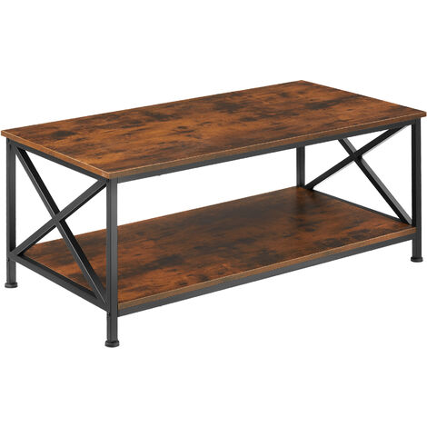 Table basse salon rectangulaire en panneau aggloméré bois foncé (1/5)
