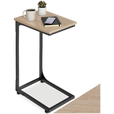 Table d'appoint 40 x 30 63 cm en panneau aggloméré bois clair