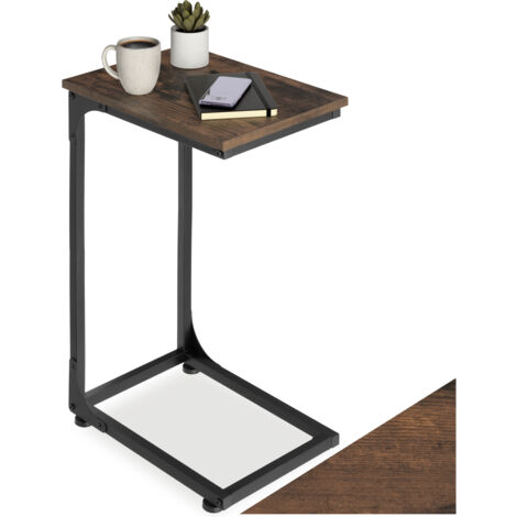 Table d'appoint 40 x 30 63 cm en panneau aggloméré bois foncé