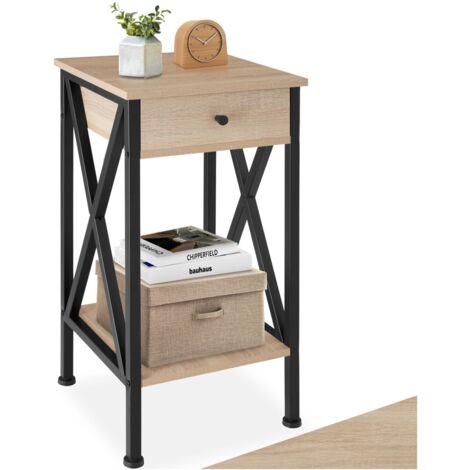 Table d'appoint 35 x 70,5 cm en panneau aggloméré bois clair (1/5)