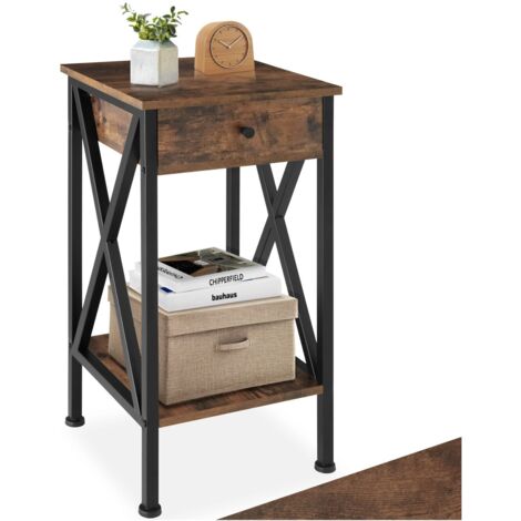 Table d'appoint 35 x 70,5 cm en panneau aggloméré bois foncé