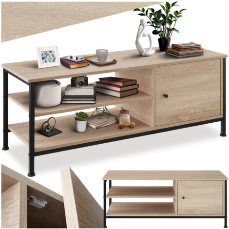 Meuble TV Style industriel Pieds réglables Bois clair (1/5)