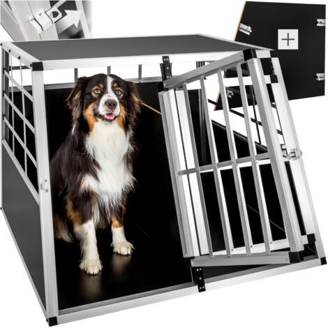 Cage de transport pour chiens sécurisée avec dos droit aluminium noir