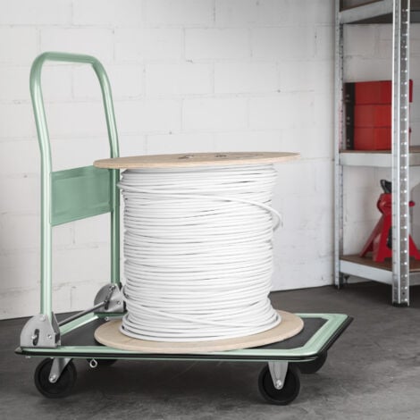 Chariot à plateforme poignée pliable 2 Roues pivotantes à frein et 2 roues fixes