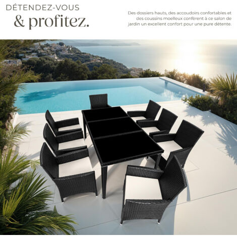 Salon de jardin Avec cadre en aluminium avec Plateaux en verre de sécurité 2 sets de housse, housse de protection incluse