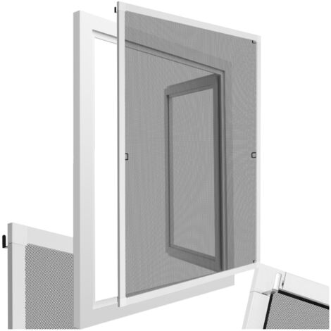 Tectake – Moustiquaire de fenêtre ajustable en aluminium 120x140cm – Installation sans perçage – Moustiquaire en fibre de verre noir