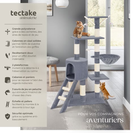 Arbre à chat 144 cm avec griffoir et plateforme d'escalade