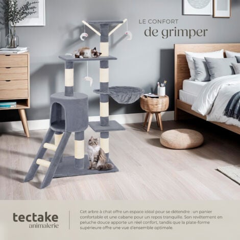 Arbre à chat 144 cm avec griffoir et plateforme d'escalade