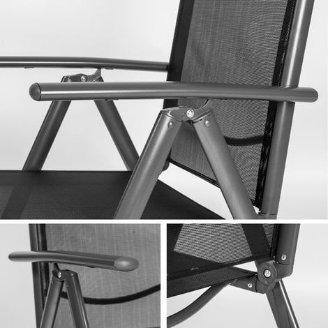 Lot de 2 chaises de jardin pliantes Pliable Dossier réglable en 7 positions