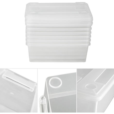 Lot de 6 boîtes de rangement en plastique transparent 22L avec couvercle  CLEAR BOX