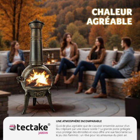 Brasero en fonte Avec grille anti-étincelles Régulateur d'arrivée d'air et cache-cheminée amovible
