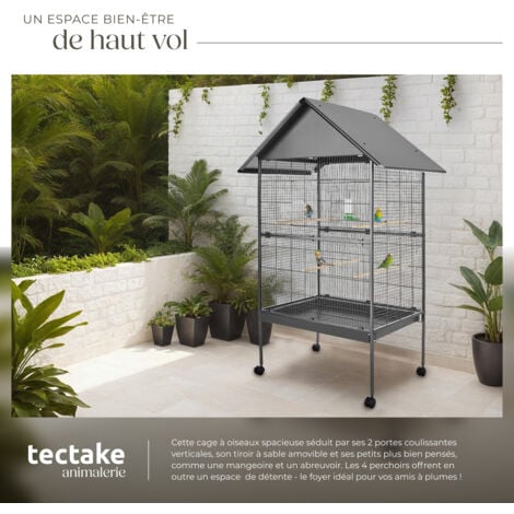Cage à oiseaux en finition martelée 2 Portes et faible distance entre les grilles