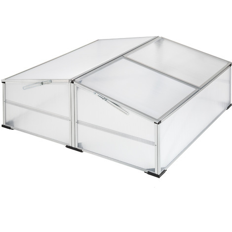 Mini Serre de Jardin Double en Aluminium 102 cm x 102 cm x 41 cm - blanc transparent