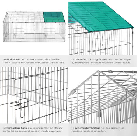 Enclos pour rongeurs composé de 12 éléments grillagés 180 x 75 x 75 cm