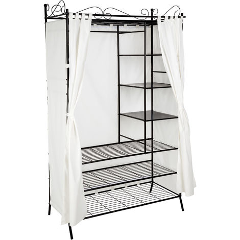 20 Cubes Armoire à Vêtement Penderie en Plastique avec Portes Garde-Robe de  Rangement Étagère Modulable Gaufrage Noir et Blanc - Cdiscount Maison