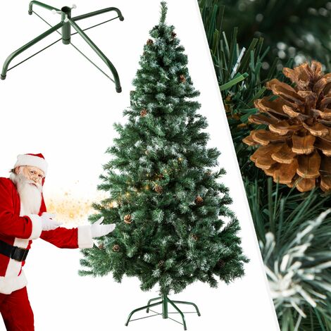 Sapin de Noël artificiel en PVC avec pommes pin effet naturel vert