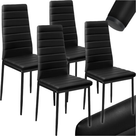 Ensemble 4 chaises de salle à manger cuir synthétique ergonomique noir