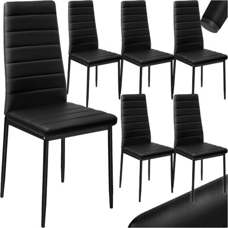 Ensemble de 6 chaises salle à manger rembourrées cuir synthétique noir