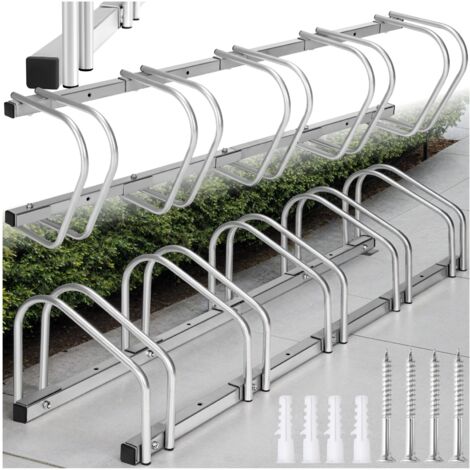 Tectake – Support à bicyclette 5 places – Acier revêtu – Compatible pneus 35-60mm – Installation au sol ou murale – Dimensions 130x28,5x26cm